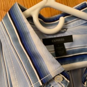 Express Blue and White Striped  Button Up